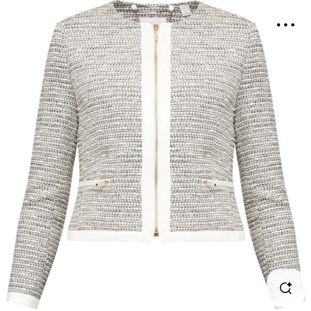 Ted Baker London Tweeted Cropped Jacket Women’s Size 1 Full-Zip Long Sleeves